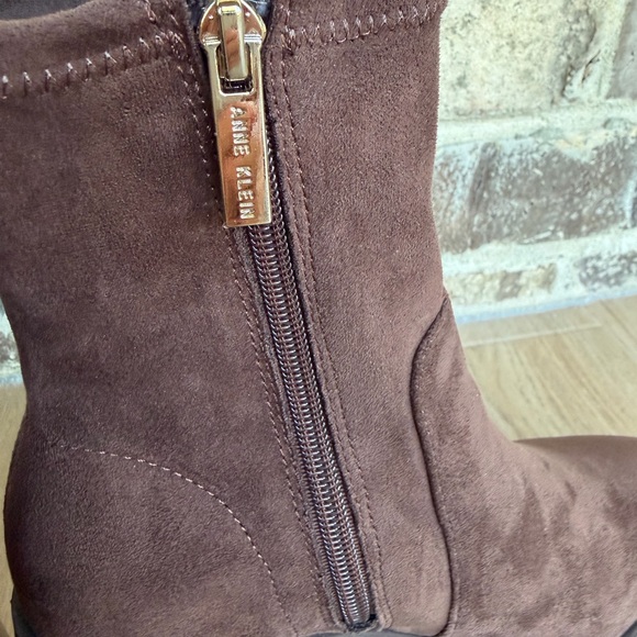 Anne Klein Chocolate Suede Ankle Booties - Picture 4 of 7